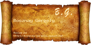 Bosznay Gergely névjegykártya